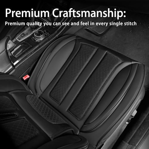 Image of Seat Covers Full Set,Nappa Leather Black Car Seat Covers for Front and Back,Waterproof Universal Fit Car Seat Cushion,Automotive Seat Protector for Most Sedans SUV Pick-Up Truck Sedans