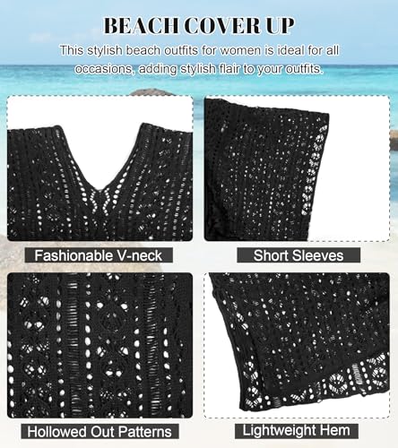 Swimsuit Coverup for Women Plus Size Knit Crochet Bathing Suit Cover Ups Hollow Out Outfits Beach Cover Up Bikini Dress4
