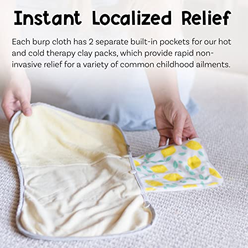 Lullaby Soothe My Baby - 100% Cotton Burp Cloths with Hot Cold Therapy Clay Pack Inserts - Natural Rescue for Fever, Teething Pain, Colic & Gas2