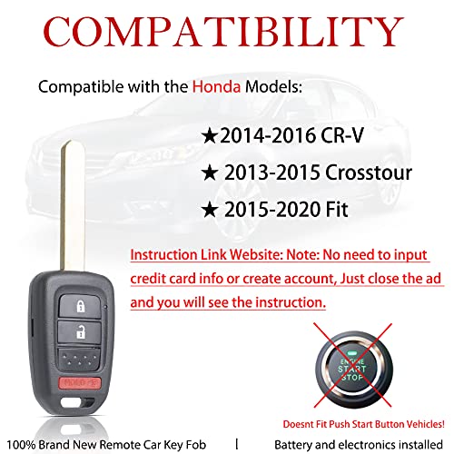 Plip télécommande pour clé Honda Fit 2015 et Crosstour 2013