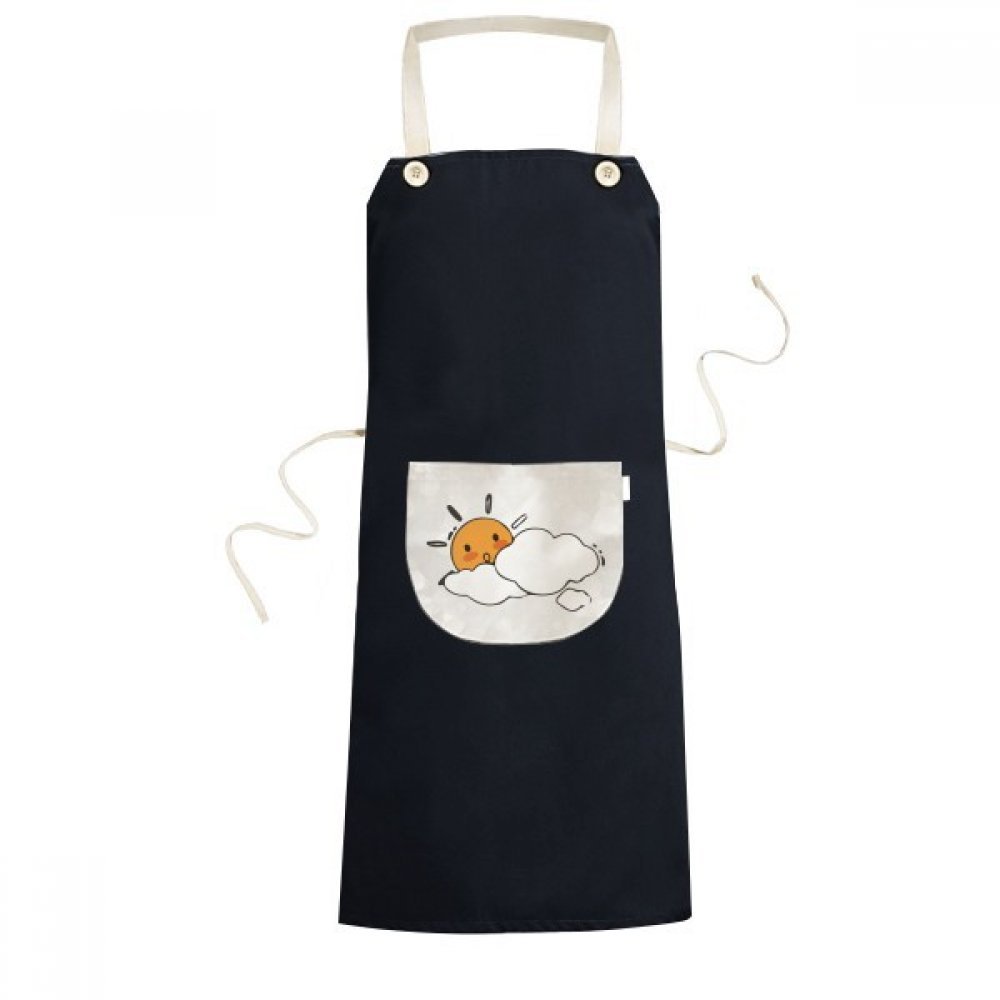 Tablier de cuisine noir motif météo 70x67cm avec poche homme femme