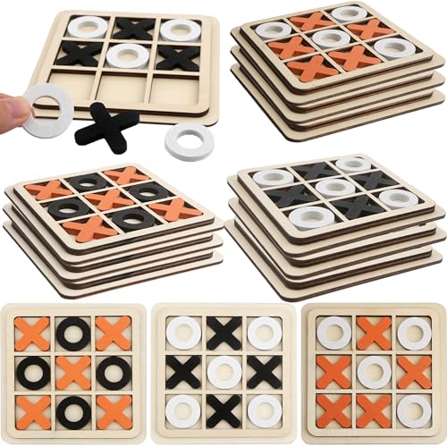 12 sets de juegos de mesa Tic Tac Toe de madera miniatura 1