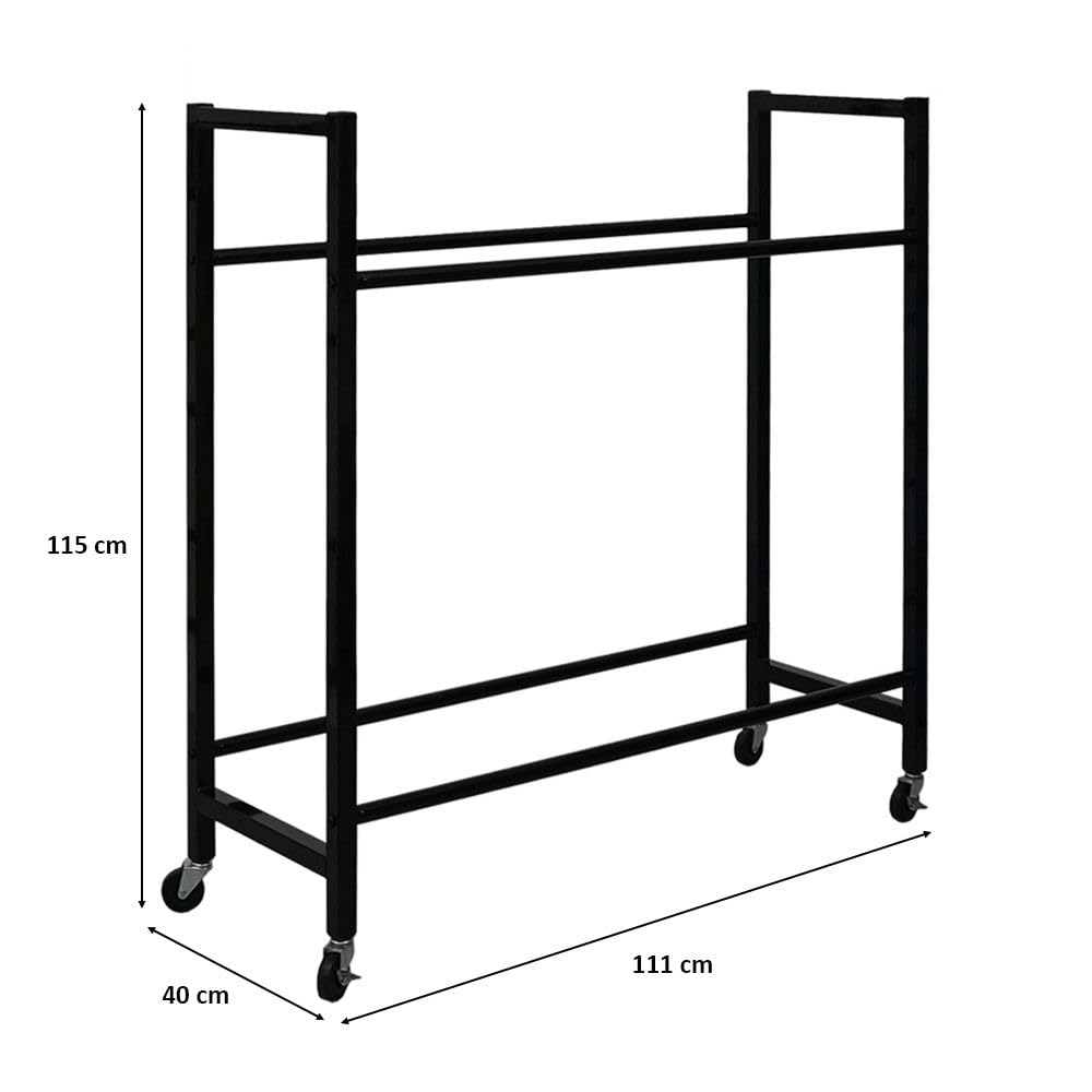 PROREGAL Carrero Étagère à pneus sur roulettes H x l x P 115 x 111 x 40 cm pour jusqu'à 8 pneus sur 2 niveaux Noir Porte-pneus avec roues Étagère de garage Étagère d'atelier Étagère de cave pour pneus