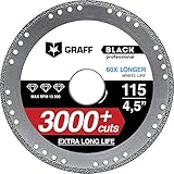 GRAFF BLACK 4 1/2 Diamond Cut Off Wheel for Metal - Cutting Wheel for Angle Grinder - 60x Longer Wheel Life - 115 mm