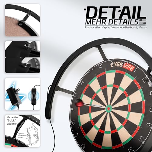 CyeeLife 270° Dart Board LED Lighting System | 114 White LEDs, Black Frame, LED Dartboard Light for Enhanced Visibility, Securely Fits All Dart Boards, Professional Dart Accessories - Image 6