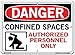 Vestil SI-D-39-C-AC-130 CONFINED SPACE AUTHORIZED PERSONNEL ONLY Danger Sign, Aluminum Composite, 0.130" Overall Size, 14.5" W x 10.5" H