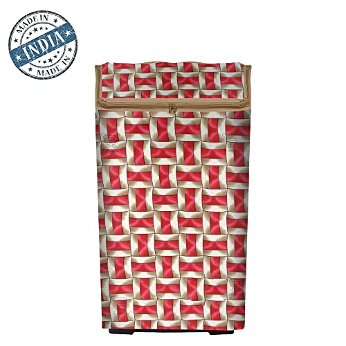 Image of Washing Machine Cover for Top Load 5kg to 7.5kg | Light Weight Dustproof Polyester Cover with Zip Enclosure | Pattern Fully Automatic Washer Protector Indoor Outdoor Use- Size 23x23x35 inch
