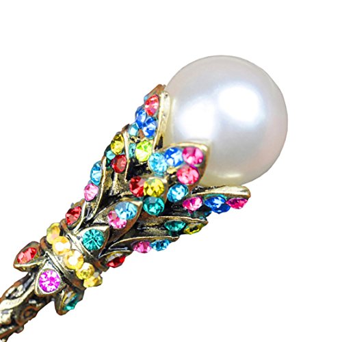 YOY Fashion Long Hair Decor Chinese Traditional Style Women Girls Hair Stick Hairpin Hair Making Accessory with Pearl Flower,Multicolor