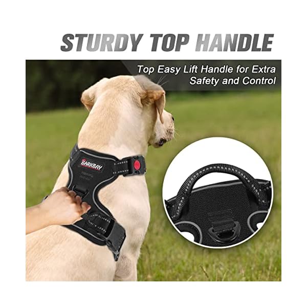 BARKBAY No Pull Dog Harness 3 Buckles Front Clip Heavy Duty Reflective Easy Control Handle for Large Dog Walking(Black,L) BARKBAY No Pull Dog Harness 3 Buckles Front Clip Heavy Duty Reflective Easy Control Handle for Large Dog Walking(Black,L)