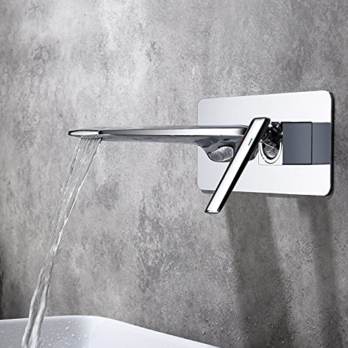 Mitigeur de lavabo cascade en or et blanc robinet mural design