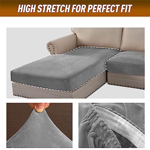 BXFUL Sofa-Sitzkissenbezüge, Sofakissen-Bezüge Stretch-Samt, Couchkissen-Bezüge Ersatz für individuelle Kissen mit elastischem Stoff (1-Sitzer,Dunkelgrau)