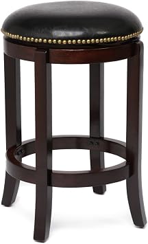Boraam Cordova Bar Height Backless Swivel Kitchen Bar Stool - Cappuccino