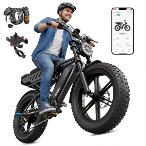 Image of Electric Bike for Adults, 20 inch x4.0 Fat Tire Retro E Bike | 1500W Peak Motor,Removable 48V 15Ah Battery,Range 65 Miles,Ebike with Suspension,for Commuting,Mountain,Off-Road