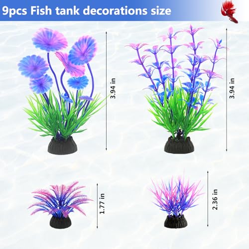 Image of 9Pcs Tank Accessories for Beta Fish,Small Fish Tank Decorations, Beta Fish Tank Starter Kit