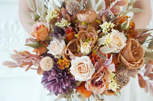Ramo rústico boho blanco y beige para boda miniatura 6