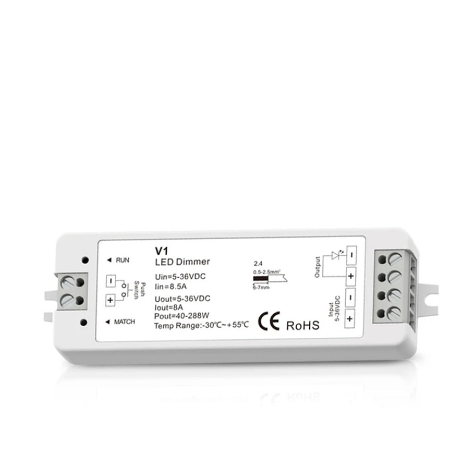 V1 LED-Dimmer, 1 Kanal, 5 V, 12 V, 24 V, 36 V, 4 Zonen, einfarbiges LED-Lichtleisten-Dimm-Set, 2,4 G Fernbedienung, Touch-Schalter-Dimmer(1XV1 Only)