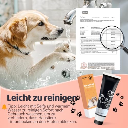 Nabance Pfotenabdruck set Hund Katze mit Schwammkopf Ungiftig 75ml Schwarz