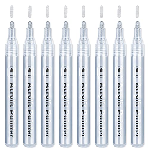 Silver Paint Pen Acrylic Markers - 8 Pack Acrylic Paint Pens for Rock Painting, Ceramic, Glass, Wood. Water-Based Paint Markers Set - JR.WHITE Painting, Drawing & Art Supplies