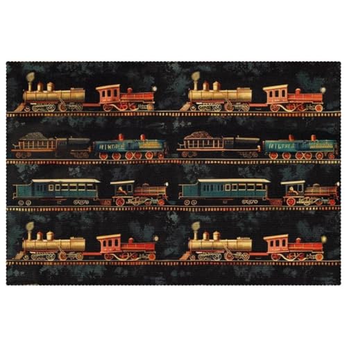 Sets de table rétro train lot de 6 lavables pour table à manger