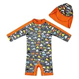 Bonito sombrero de sol: protector de erupción para bebé que viene con un bonito sombrero, cubre toda tu pequeña cara y cuello lindos. Este traje de baño para bebé cuenta con cobertura adicional para más diversión durante largos días bajo el sol.