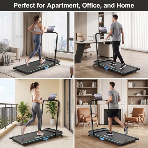 Image of Walking Pad Treadmill with Foldable Handrail, 3.5HP Quiet Motor, 12-Speed LED Display, 300LB Capacity, Portable Under Desk Treadmill for Home Office Apartment Small Spaces
