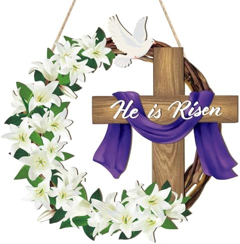 He is Risen Easter Decoration Wooden Wreaths for Front Door Sign ...