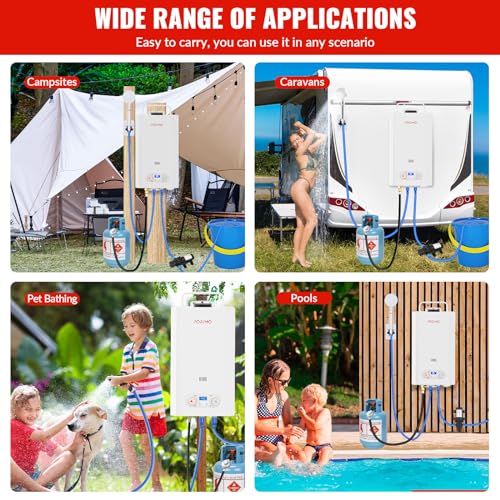 Tankless Water Heater Propane,3.18GPM 12L Outdoor Portable Water Heater,with 2 GPM Water Pump, Instant Propane Water Heater with Digital Display Multi-Protection for Camping Trips - Thumbnail 7