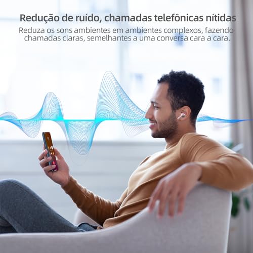 Ezra Fone de Ouvido Bluetooth 5.3, Compatível com iPhone e Android, 4 Horas de Reprodução, Controle