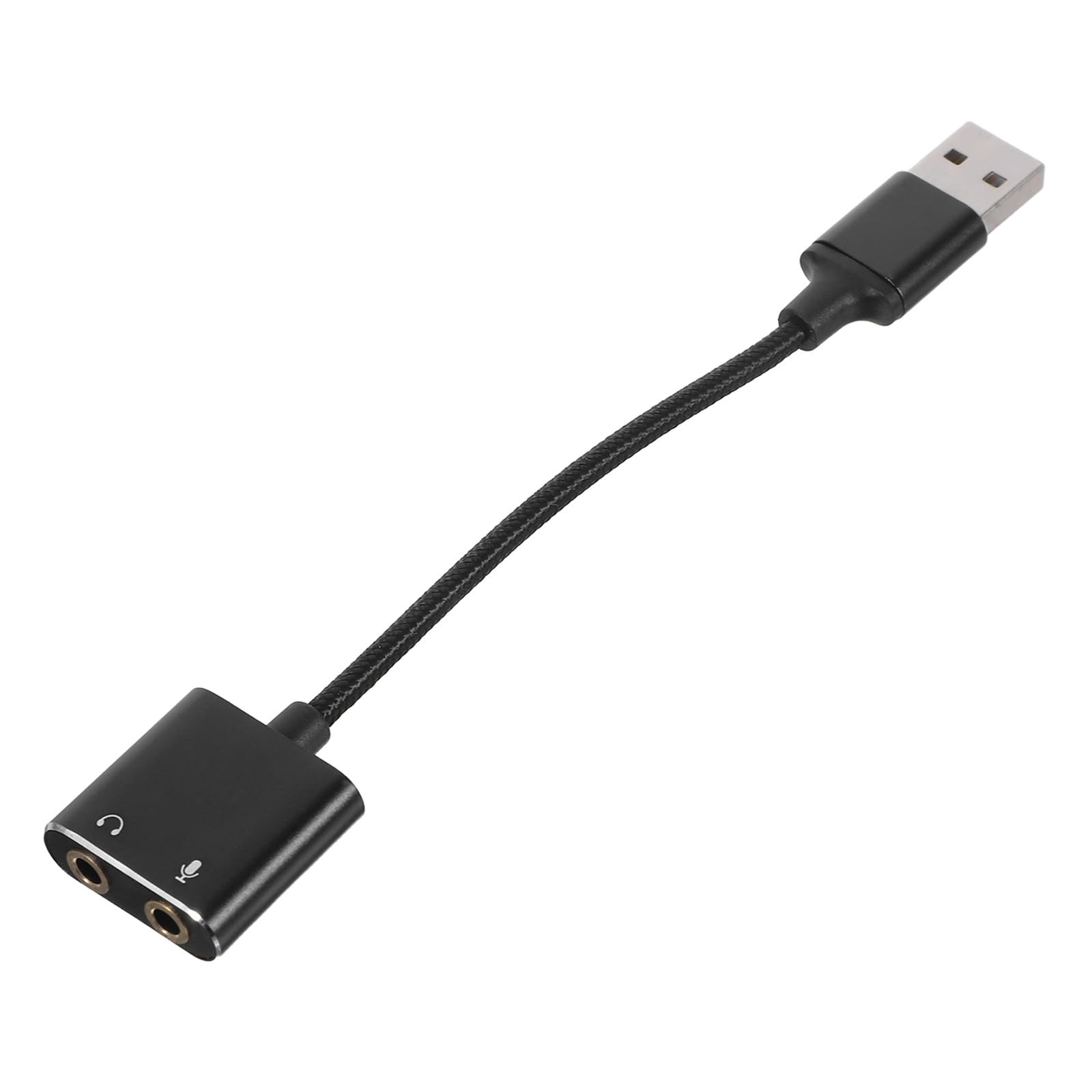 Uonlytech External USB Sound Card Audio Input Adapter with Mic Audio Socket and PC Headset Splitter for Computer and Smartphone Black