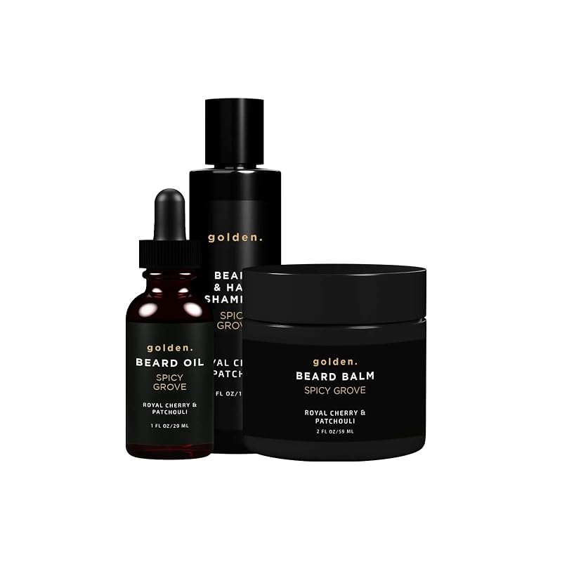 Golden Grooming Company Kit para Barba Spicy Grove com Shampoo, Bálsamo e Óleo
