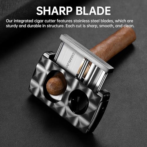 CIGARLOONG Cortador de charutos 4 em 1 de aço inoxidável - Guilhotina de lâmina dupla, cortador em V