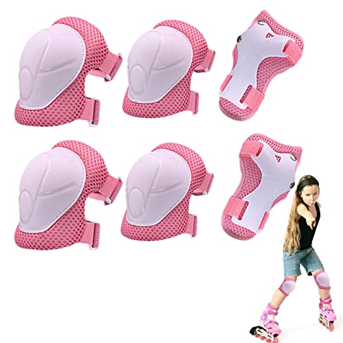 Knäskydd och armbågsskydd för barn - 6 i 1 skate & skateboard armbågsskydd,Skyddsutrustning för barn för skridskoåkning Cykelcykel Inrullningsskoter Caizhe