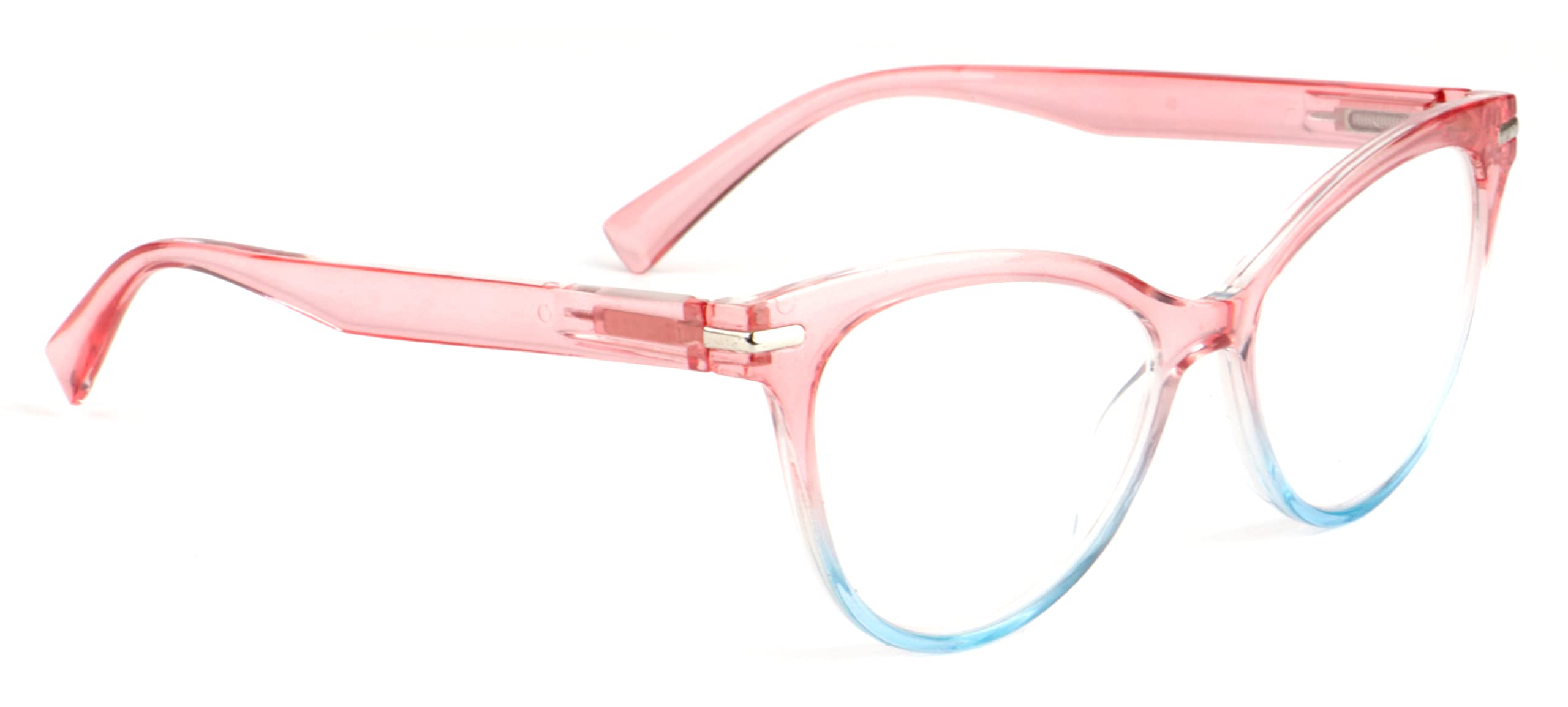 Fads & Fashions Cat Eye Stylish Retro Womans Reading Glasses Spring Hinges in 3 colours DX82 (Pink & Blue, 1.5, diopters)