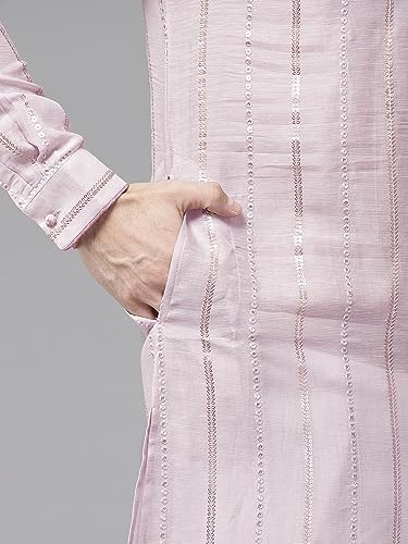 Image of See Designs Pink Regular Fit Self Pattern Kurta