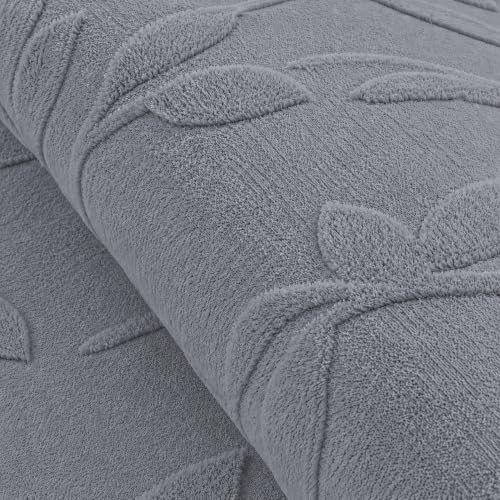 Image of HOMETHREADS Premium Plush Soft 2-Layer Faux Rabbit Fur Embossed Carpet, Washable Area Rug with Anti-Skid Backing for Living Room, Bedroom, Hall & Office, Ultra Soft Floor Carpet(Grey, 6' x 8' Feet)