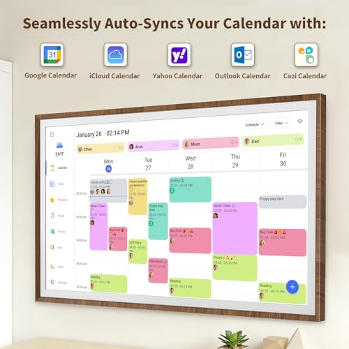 Image of 27 Inch Digital Calendar Chore Chart with Touchscreen - Full HD Interactive Display, Wall & Desk Mountable Family Planner, to-Do List & Meal Planner, Digital Picture Frame Gifts for Women Mom
