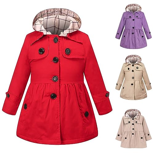 Girls' Dress Coat Long Winter Coat Kids Girls Trench Coat Long Peacoat with Hood Windproof Jacket Thicken Overcoat2