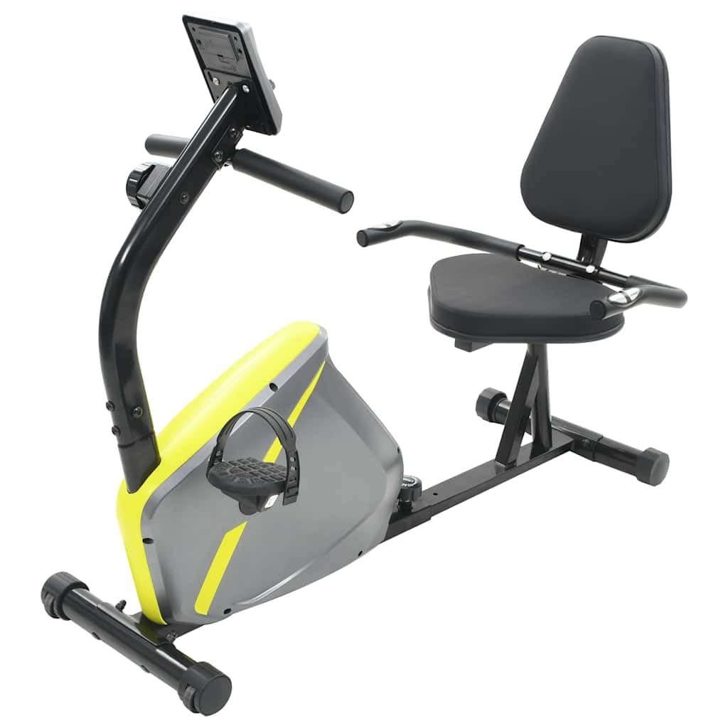 Magnetyczny rower treningowy z pomiarem tętna, wyświetlaczem LCD i uchwytem na tablet, regulowane wyściełane siedzisko, antypoślizgowe pedały z paskami, cichy opór