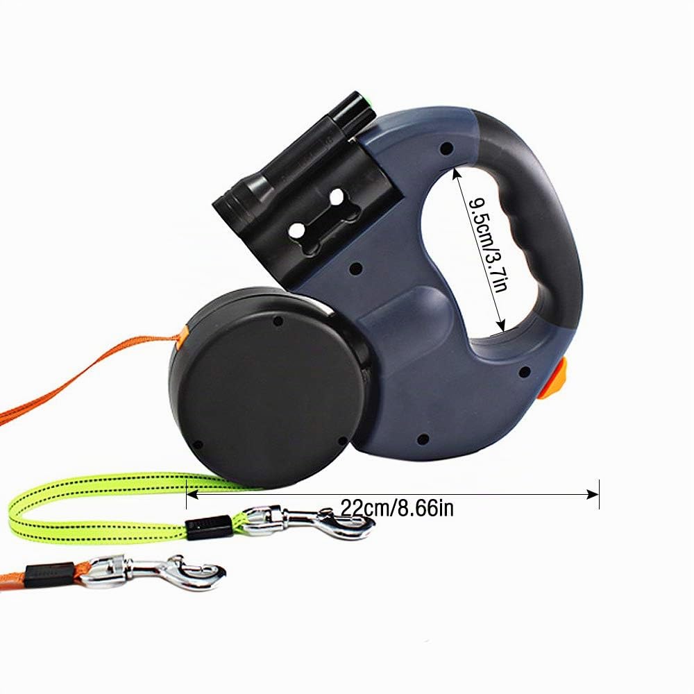 Laisse Double rétractable pour Chien, Laisse Double 3 m pour Deux Chiens Laisse Double Flexible pour Chien avec poignée antidérapante, pour Chiens de Petite et Moyenne Taille