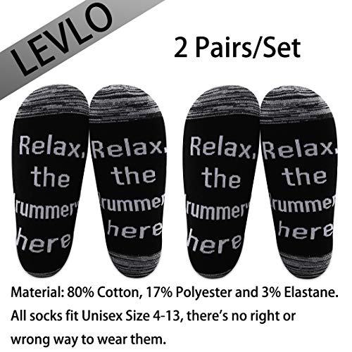 LEVLO Inspirational Drummer Gift Men Socks Relax the Drummer's Here Socks for Drum Lover Musician Festivals Gifts2