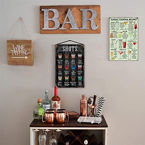 XULIN Classic Cocktail Signs, 2 Pack Retro Cocktail Bar Metal Tin Sign, Plaque Poster Wall Art Decoration for Home Bar Restaurant Pub Outdoor Garden Bar