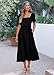 KIRUNDO Women Summer Dresses 2025 Spring Fashion Boho Puff Sleeve Square Neck Pocketed Loose Fit Tiered Flowy Maxi Dress(Black, Large)