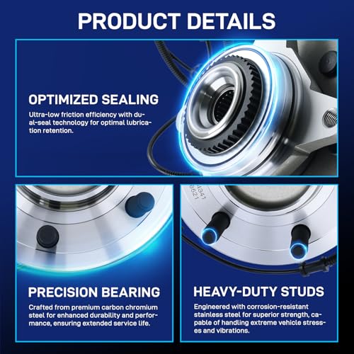 Image of 4WD Front Wheel Bearing and Hub Assembly Compatible with Ford F-150,Expedition 2011-2014,Lincoln Navigator 2011 2012 2013 2014, Wheel Bearing Front Hub 515142,6 Lugs with ABS
