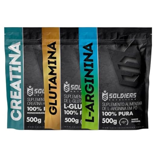 Kit: Creatina Monohidratada + Glutamina + Arginina 500g - 100% Pura importada - Soldiers Nutrition