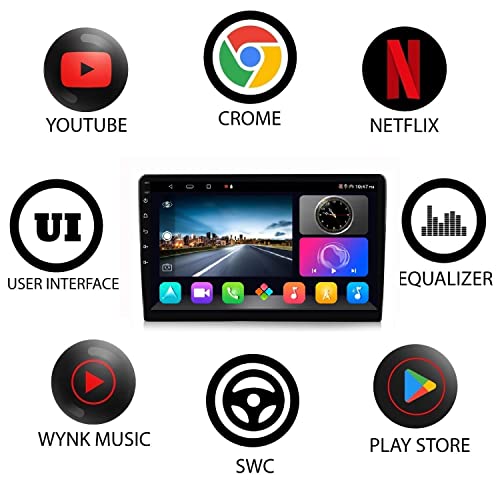 Image of AUTO SNAP 9 Inch Car Stereo Touch Screen HD Double Din Stereo Player 12 Android Version Gorilla Glass IPS Display Front /Rear Camera Support 2GB RAM /32GB ROM