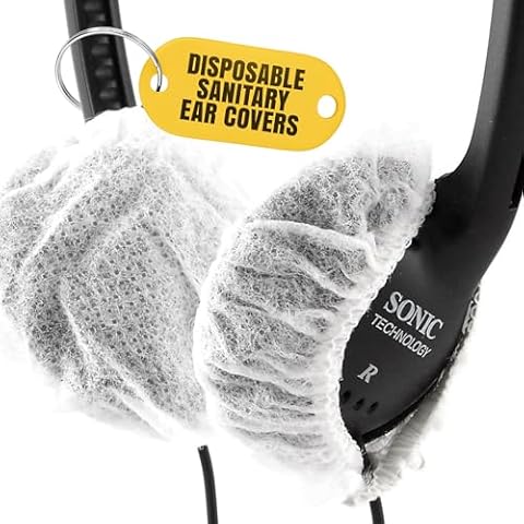 Sonic Technology Disposable Sanitary Ear Covers for Headphones and Headsets: 50 Pair (2.5") Woven Paper Headphone Ear Covers - Hygienic Headset & Headphone Covers - Headphone Covers for Protection Cover