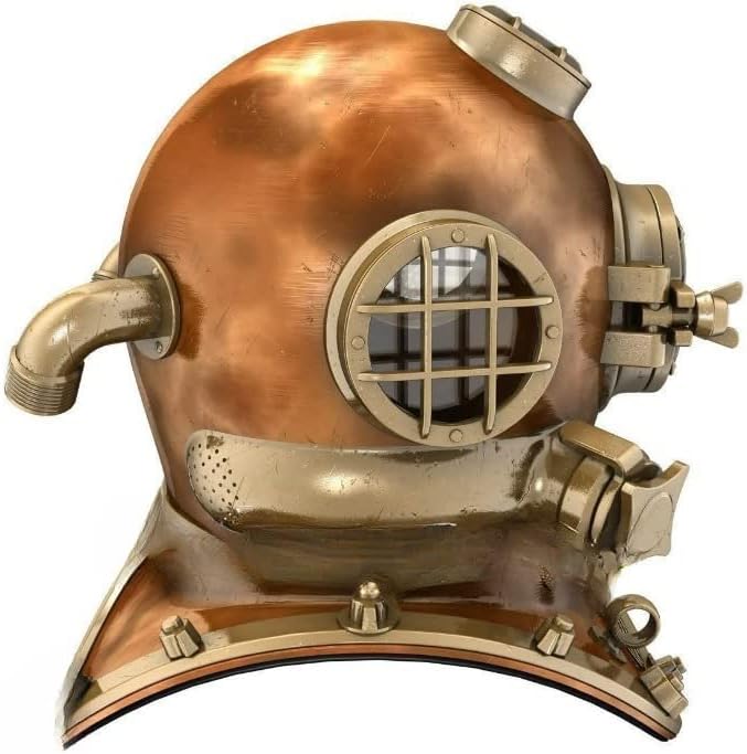 Vintage U.S Navy Mark V Copper Brass Diving Divers Helmet Antique SEA Nautical