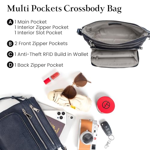 Image of befen Genuine Leather Crossbody Bags for Women, Anti-Theft Shoulder Purse with Built in RFID Wallet for Travel