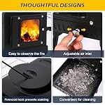Black Wood Burning Tent Stove with 7 Section Stainless Steel Chimney Pipes, Portable Hot Tent Stove for Camping, Hunting, Ice Fishing