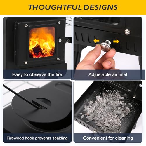 Kungka Black Wood Burning Tent Stove